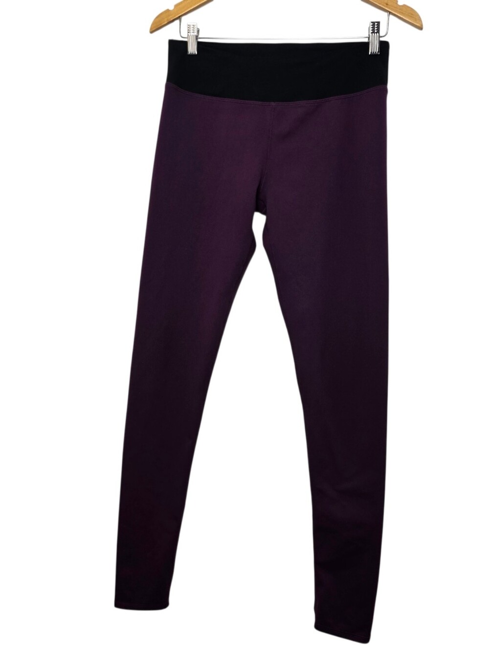 Fabletics Purple Leggings Black High Rise Waistband Athletic Yoga Pants Casual